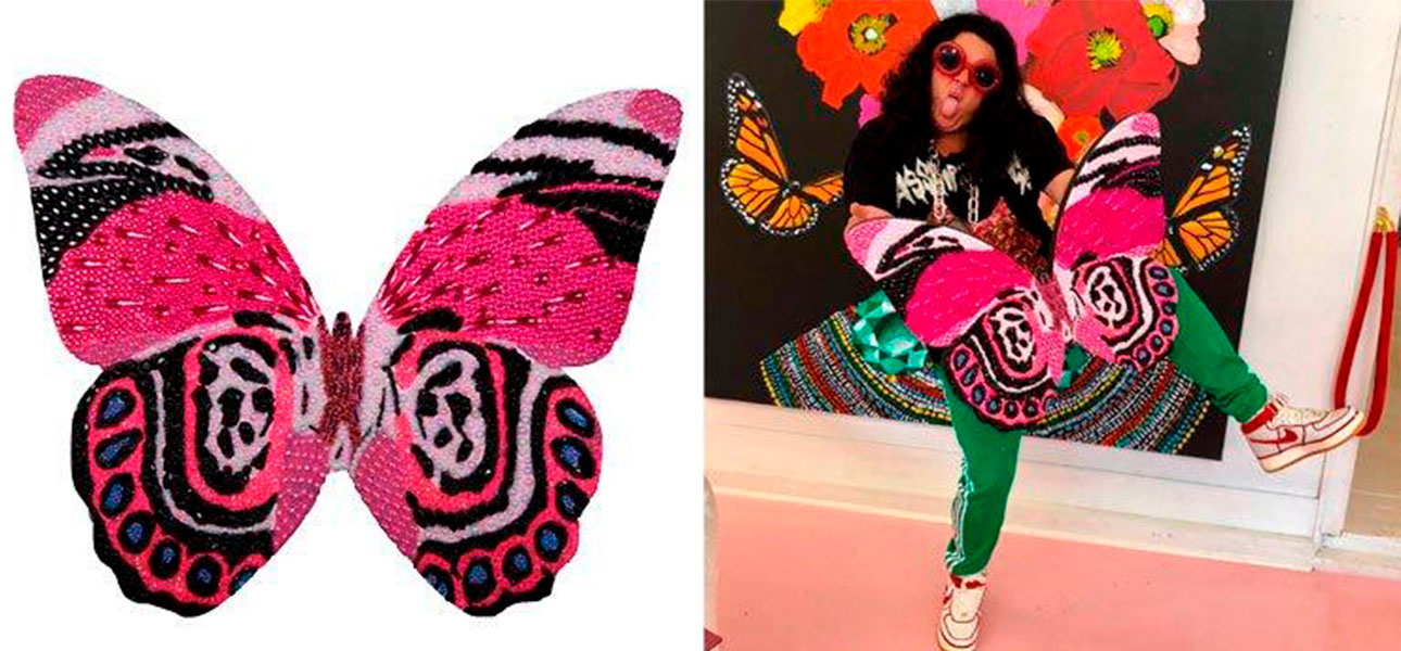 Картина "Pink and Black Mini Butterfly Cut Out" - фото