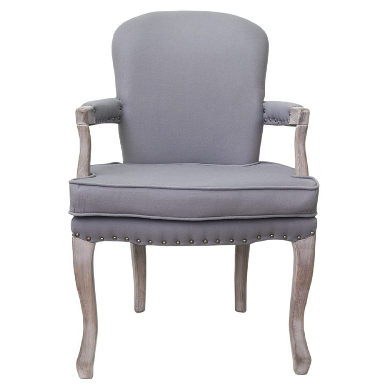 Кресло Aubrey Classical Armchair grey flax Серый Коричневый в Нижнем Новгороде | Loft Concept 