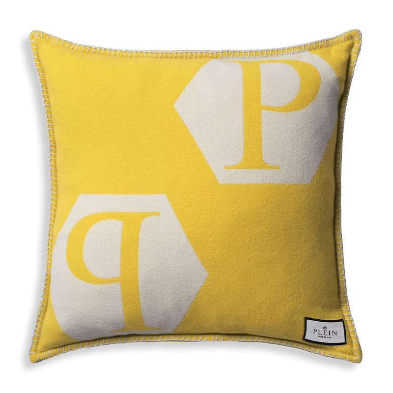 Подушка Philipp Plein Cushion Cashmere Yellow Желтый Белый в Нижнем Новгороде | Loft Concept 