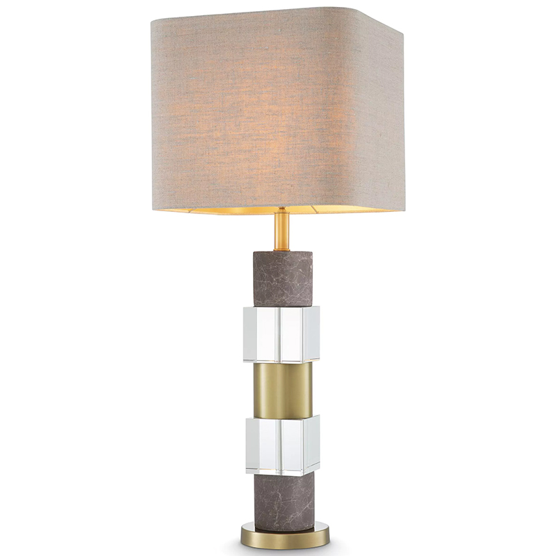 Настольная лампа Eichholtz Table Lamp Cullingham Grey Marble Латунь Прозрачное Стекло Серый Бежево-серый в Нижнем Новгороде | Loft Concept 