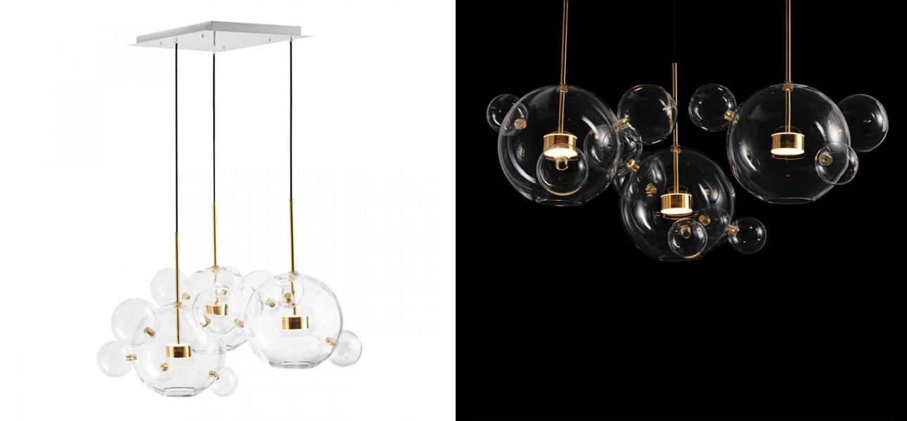 Светодиодный светильник Giopato & Coombes Bubble Chandelier Linear Circle 3 плафона - фото