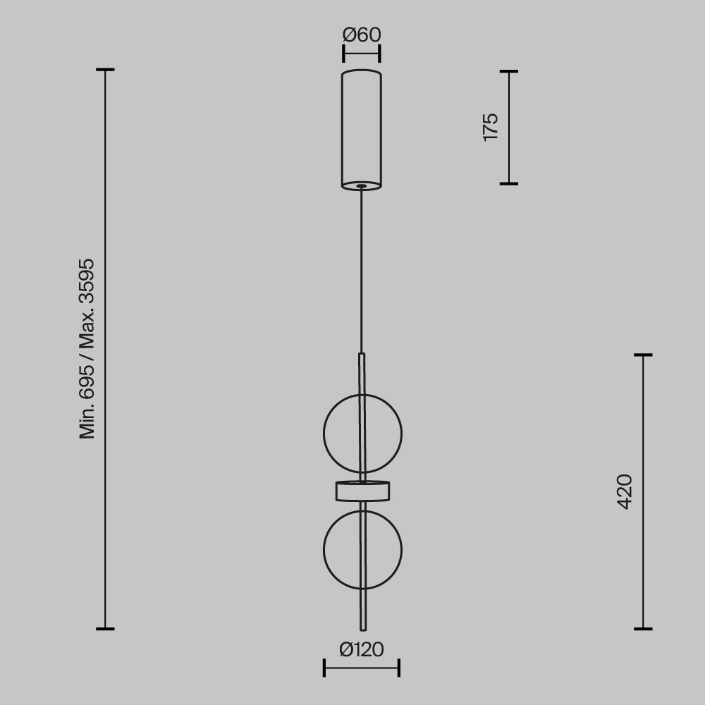 Подвесной светильник с плафоном из стекла с зеркальным градиентом Double Moon в Нижнем Новгороде
