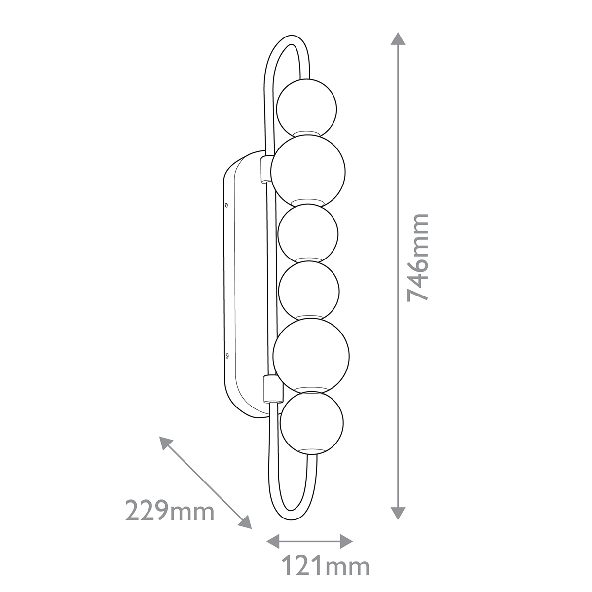 Бра цвета латунь с 6-ю рифлеными плафонами шаровидной формы Alora в Нижнем Новгороде
