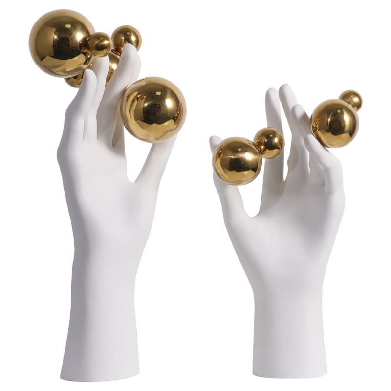 Декоративная статуэтка Hand with Spheres Statuette Белый Глянцевое золото в Нижнем Новгороде | Loft Concept 