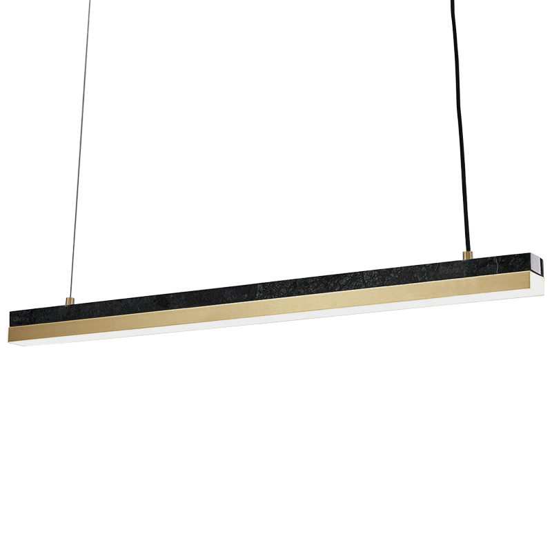 Линейный подвесной светильник Dominik Marble Linear Hanging Lamp Черный Мрамор Nero Золотой в Нижнем Новгороде | Loft Concept 