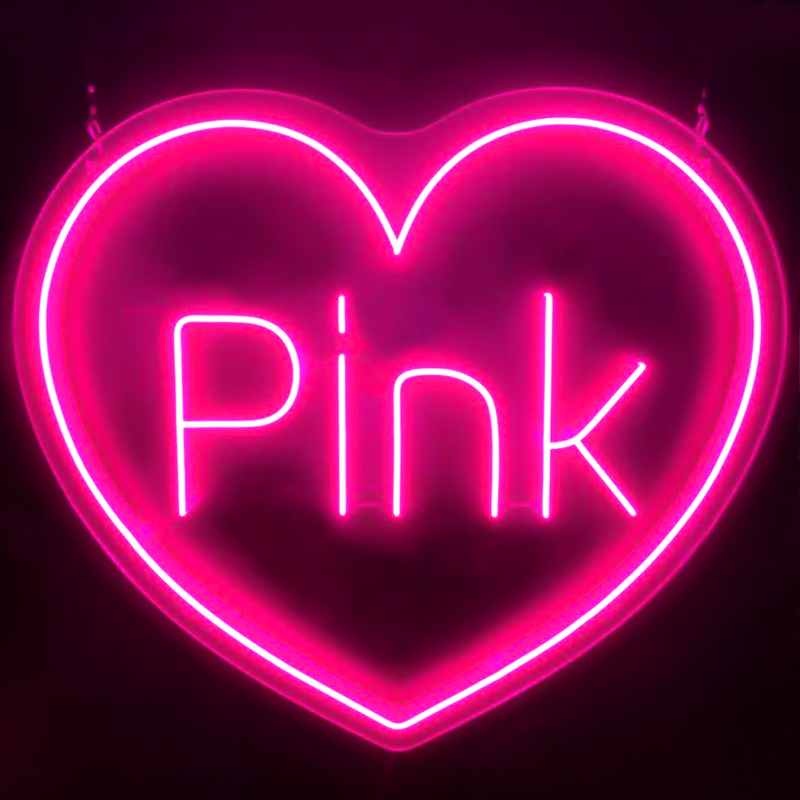 Неоновая настенная лампа Pink Heart Neon Wall Lamp Розовый Прозрачный в Нижнем Новгороде | Loft Concept 