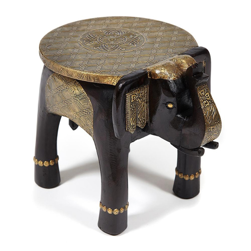 Журнальный стол Antique Indian Brass Mango Wood Elephant Table Черный Латунь в Нижнем Новгороде | Loft Concept 