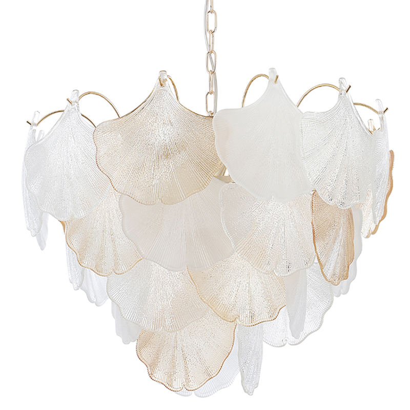 Люстра с рельефными стеклянными элементами в форме листьев Textured Glass Chandelier Золотой Прозрачный Белый Янтарный Люстра с рельефными стеклянными элементами в форме листьев Textured Glass Chandelier Золотой Прозрачный Белый Янтарный в Нижнем Новгороде | Loft Concept