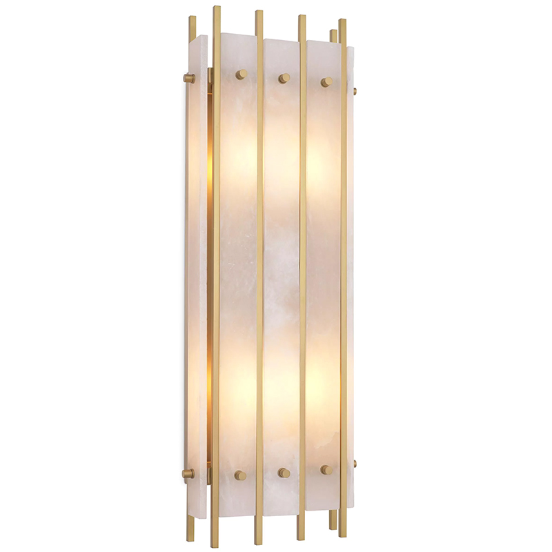 Бра Eichholtz Wall Lamp Sparks L Alabaster Латунь Бежевый Белый Мрамор Bianco в Нижнем Новгороде | Loft Concept 