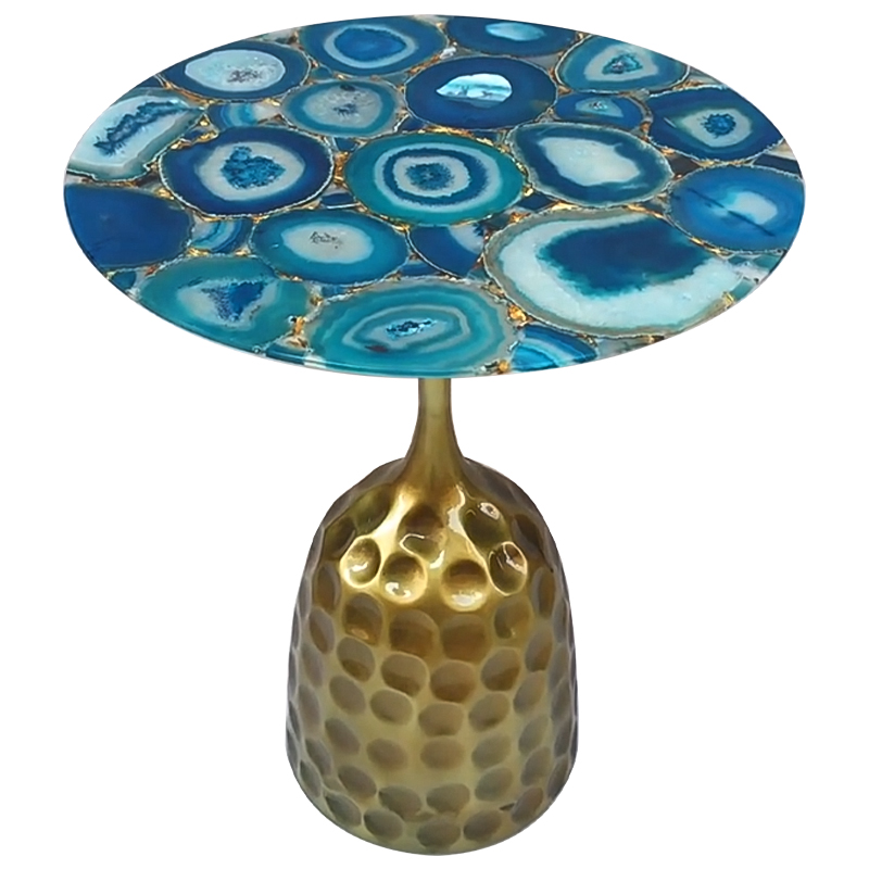 Приставной стол Cluster Surface Blue Agate Side Table Латунь Синий Бирюзовый в Нижнем Новгороде | Loft Concept 