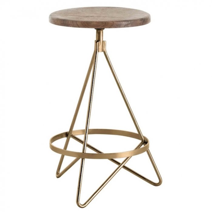 Барный стул Industrial Vintage Brass Iron Swivel Bar Stool Золотой Коричневый в Нижнем Новгороде | Loft Concept 