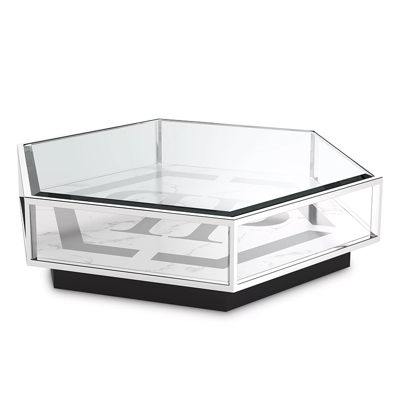 Кофейный стол Philipp Plein Coffee Table Falcon View Chrome Хром Белый Серый Черный в Нижнем Новгороде | Loft Concept 