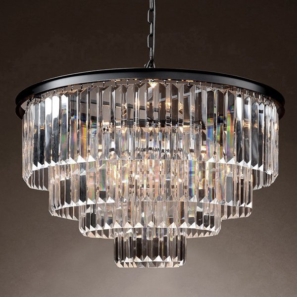 Люстра RH 1920s Odeon Clear Glass Fringe Chandelier -60 Черный в Нижнем Новгороде | Loft Concept 