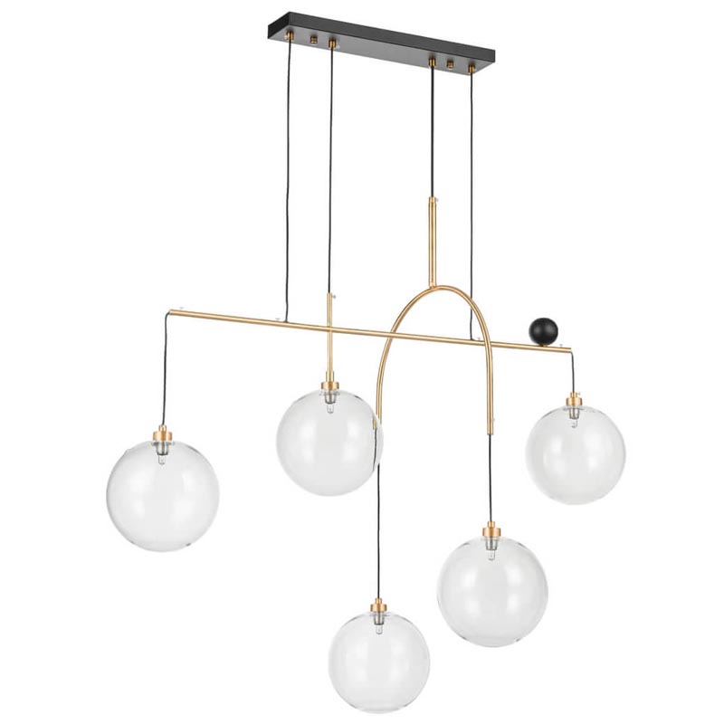 Люстра Five Hanging Balls Chandelier Золотой Прозрачный Черный в Нижнем Новгороде | Loft Concept 