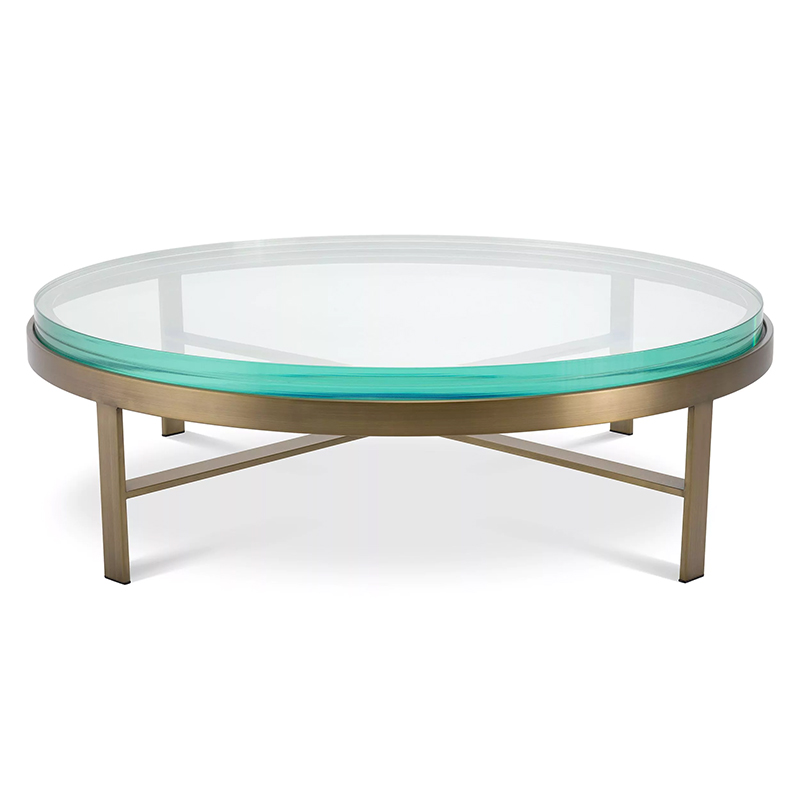 Кофейный стол Eichholtz Coffee Table Hoxton Латунь Прозрачное Стекло Бирюзовый в Нижнем Новгороде | Loft Concept 