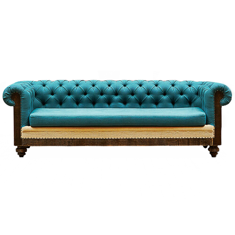 Диван Deconstructed Chesterfield Sofa triple turquoise Linen Коричневый Бирюзовый ivory ( слоновая кость ) в Нижнем Новгороде | Loft Concept 