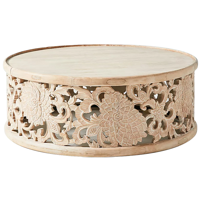 Круглый кофейный стол Handcarved Lotus Round Coffee Table Древесина в Нижнем Новгороде | Loft Concept 