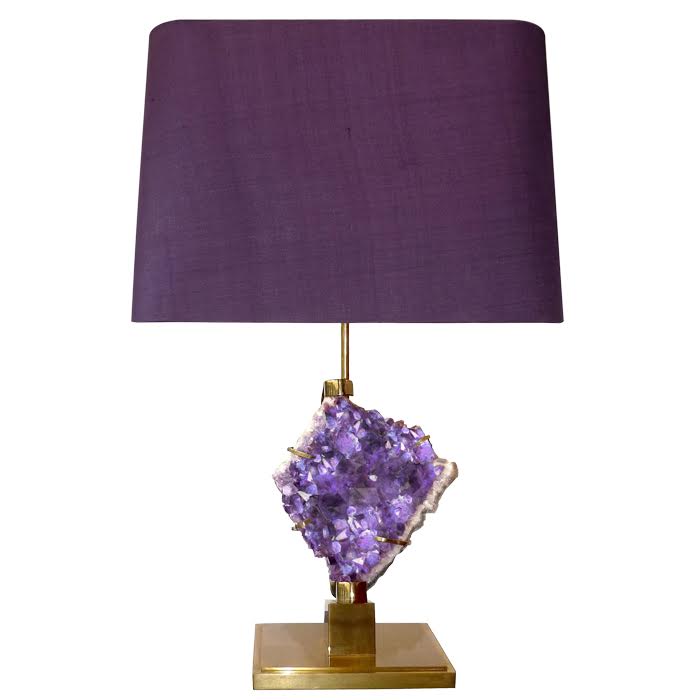 Настольная лампа Bronze and Amethyst Lamp Глянцевое золото Сиреневый в Нижнем Новгороде | Loft Concept 