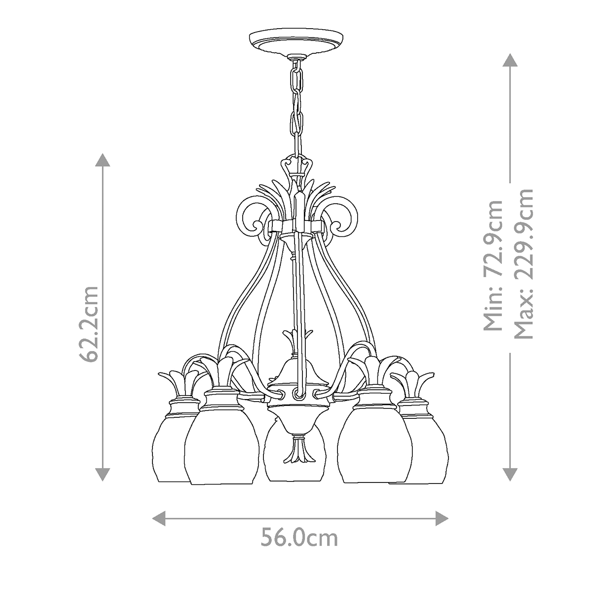 Люстра цвета латунь с 5-ю плафонами из рельефного стекла в форме ананаса Hinkley в Нижнем Новгороде