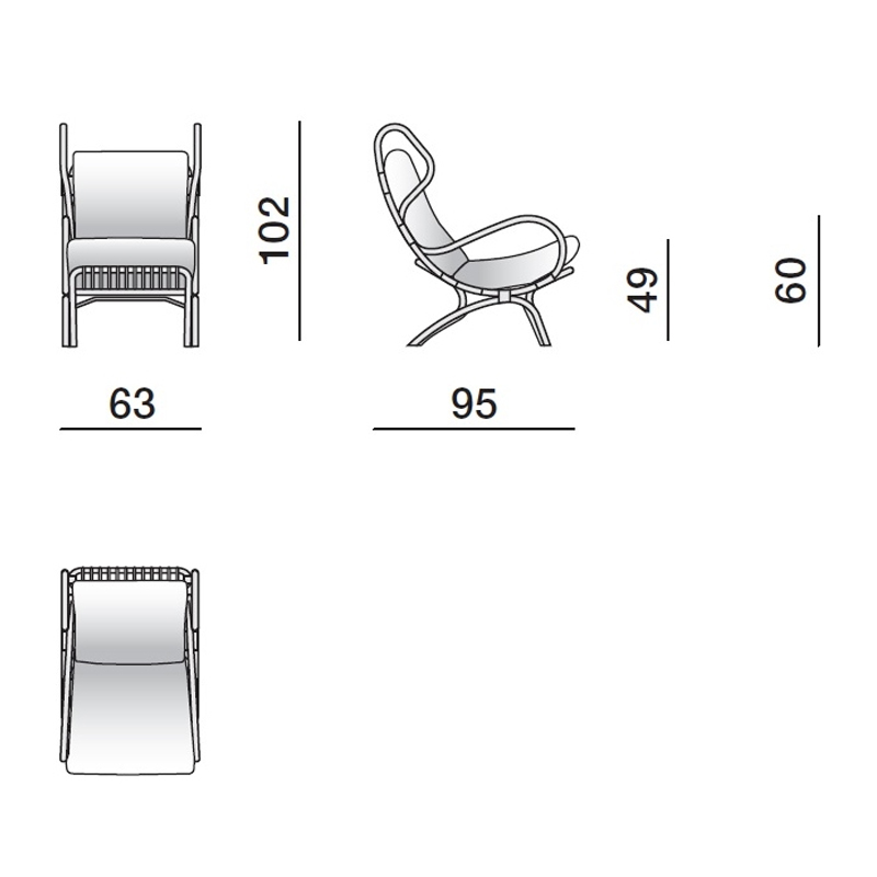 Дизайнерское кресло из ротанга Gio Ponti CONTINUUM D.163.7 BY BONACINA 1889 Armchair в Нижнем Новгороде