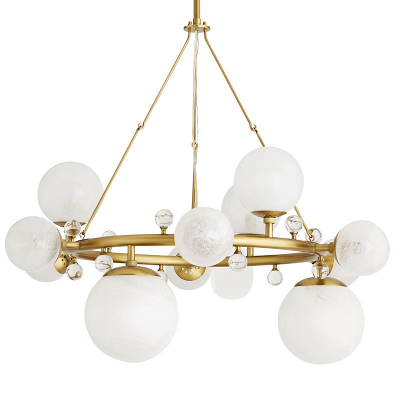 Люстра Arteriors TROON ROUND CHANDELIER Золотой Белый в Нижнем Новгороде | Loft Concept 