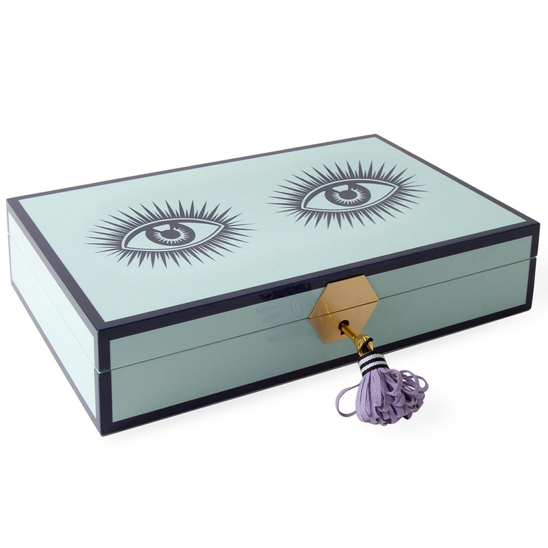 Шкатулка LE WINK LACQUER JEWELRY BOX  Jonathan Adler Мятный Сиреневый Темно-синий в Нижнем Новгороде | Loft Concept 