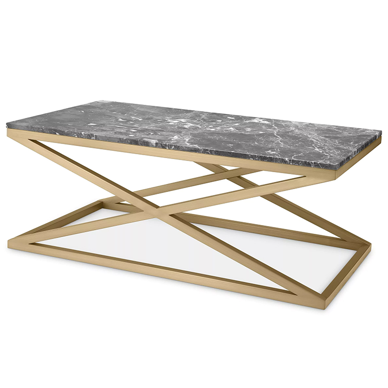 Кофейный стол Eichholtz Coffee Table Criss Cross Латунь Серый в Нижнем Новгороде | Loft Concept 