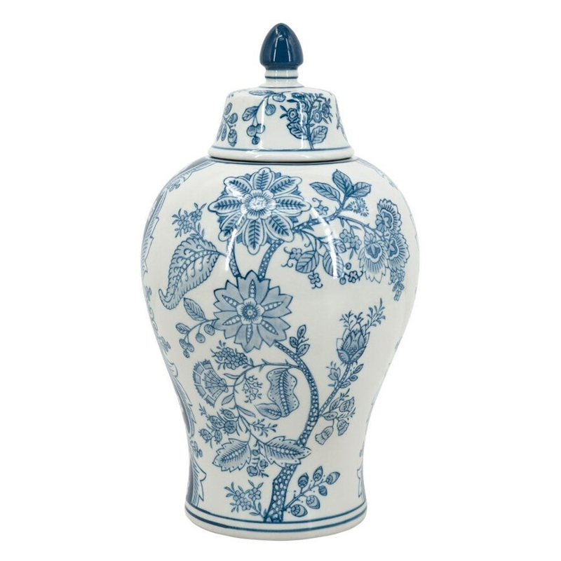 Ваза с крышкой и голубым цветочным рисунком на белом фоне Blue & White Ornament Белый Голубой Ваза с крышкой и голубым цветочным рисунком на белом фоне Blue & White Ornament Белый Голубой в Нижнем Новгороде | Loft Concept