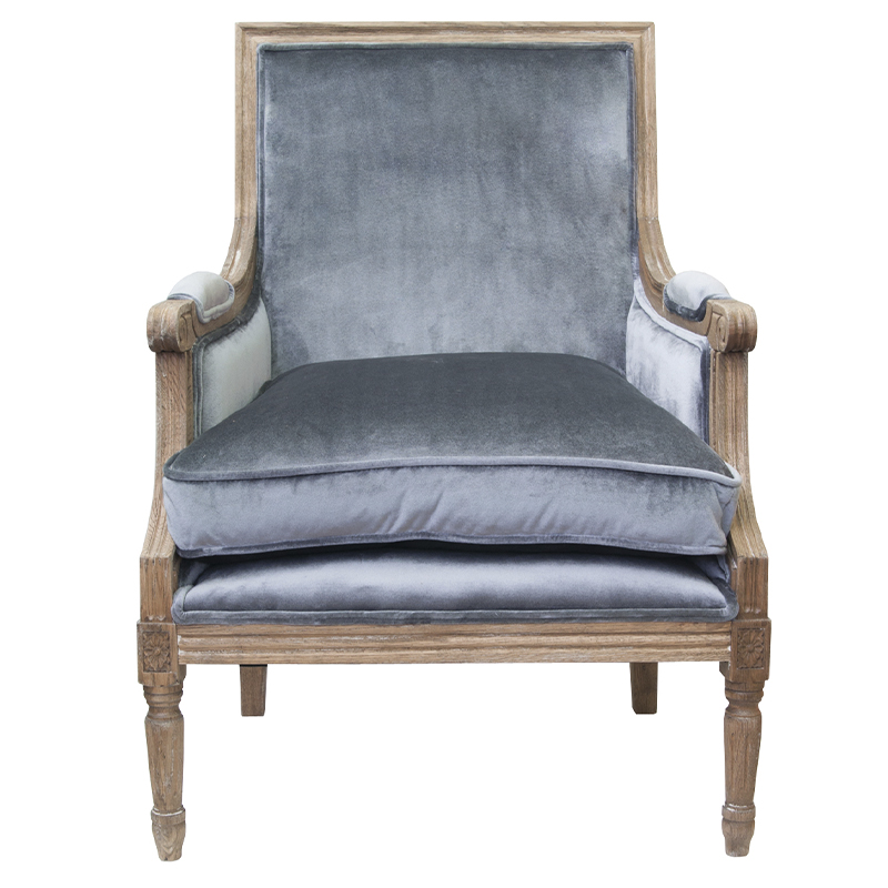 Кресло William Classical Armchair grey velvet Серый Коричневый в Нижнем Новгороде | Loft Concept 