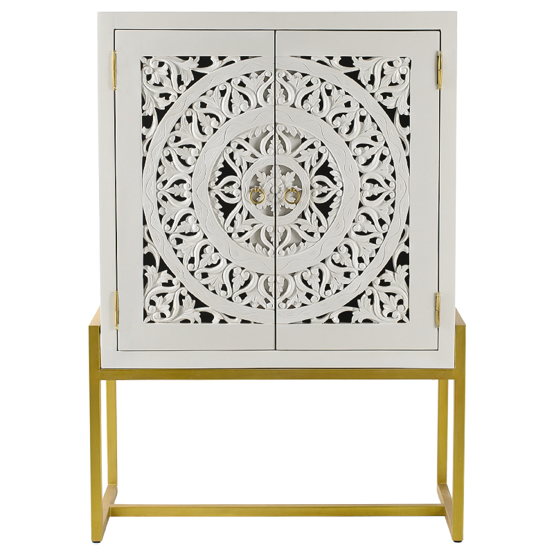 Буфет с резными дверцами Ceara Lace Cabinet Белый Золотой в Нижнем Новгороде | Loft Concept 