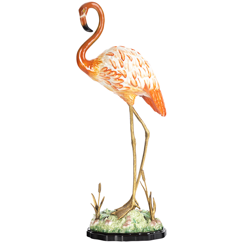 Декоративная статуэтка Flamingos Porcelain Statuette Красный Зеленый Бронза в Нижнем Новгороде | Loft Concept 