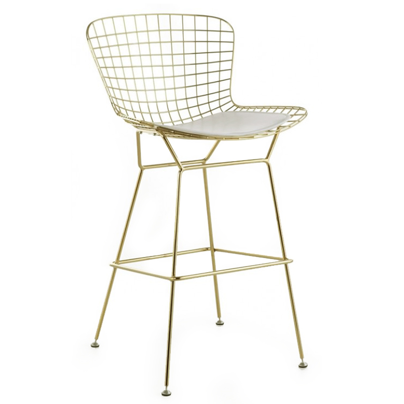 Барный стул Bertoia Barstool Gold Черный Белый Золотой в Нижнем Новгороде | Loft Concept 