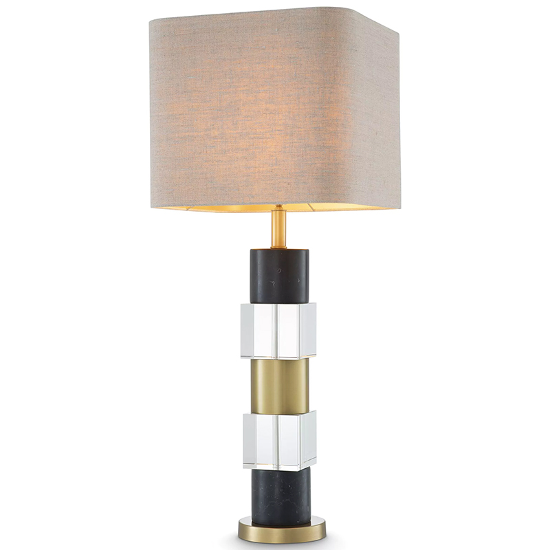 Настольная лампа Eichholtz Table Lamp Black Marble Черный Латунь Прозрачное Стекло Бежево-серый в Нижнем Новгороде | Loft Concept 