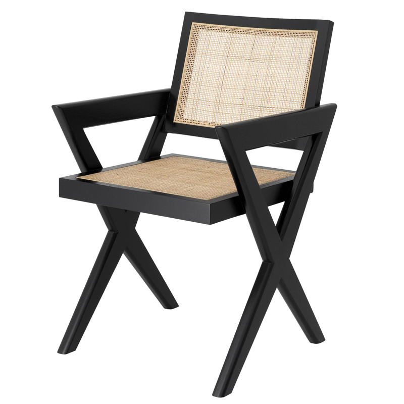 Стул Eichholtz Dining Chair Augustin black Черный Бежевый в Нижнем Новгороде | Loft Concept 