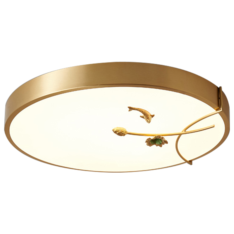 Круглый потолочный светильник Gold Fish Round Ceiling Lamp Золотой Золотой Белый Зеленый в Нижнем Новгороде | Loft Concept 