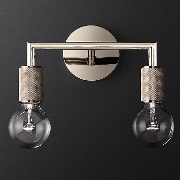 Бра RH Utilitaire Double Sconce Silver Никель в Нижнем Новгороде | Loft Concept 