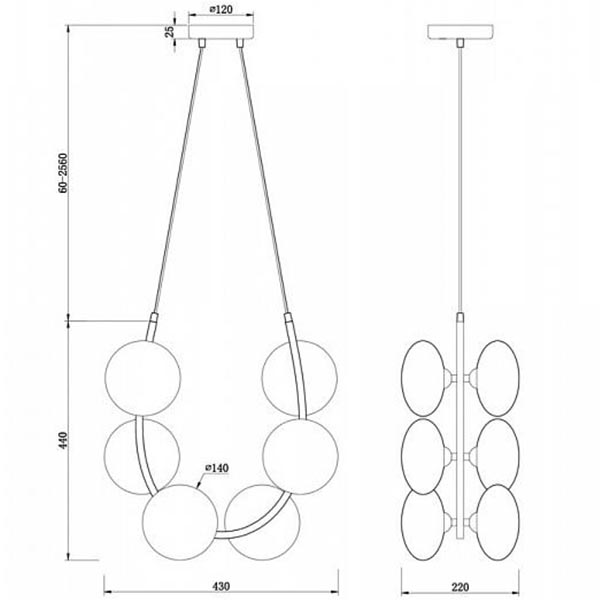 Люстра Marcan 6 Ball Chandelier Black в Нижнем Новгороде