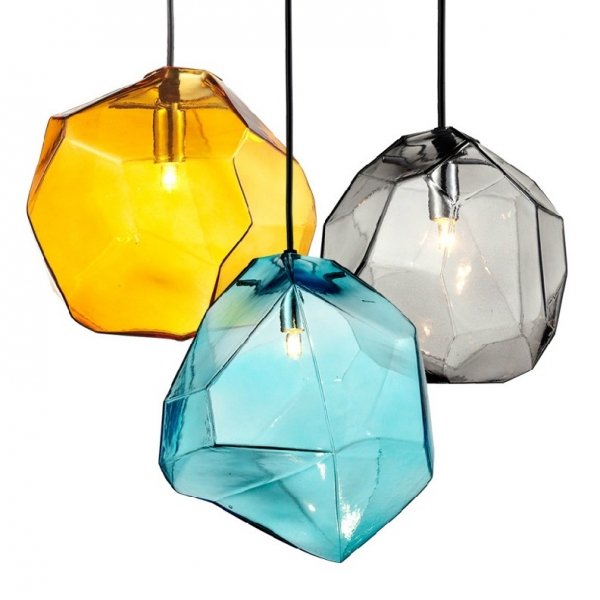 Подвесной светильник Color Ice Cube Pendant Янтарь (Amber) Светло-голубой Серый (Gray) в Нижнем Новгороде | Loft Concept 