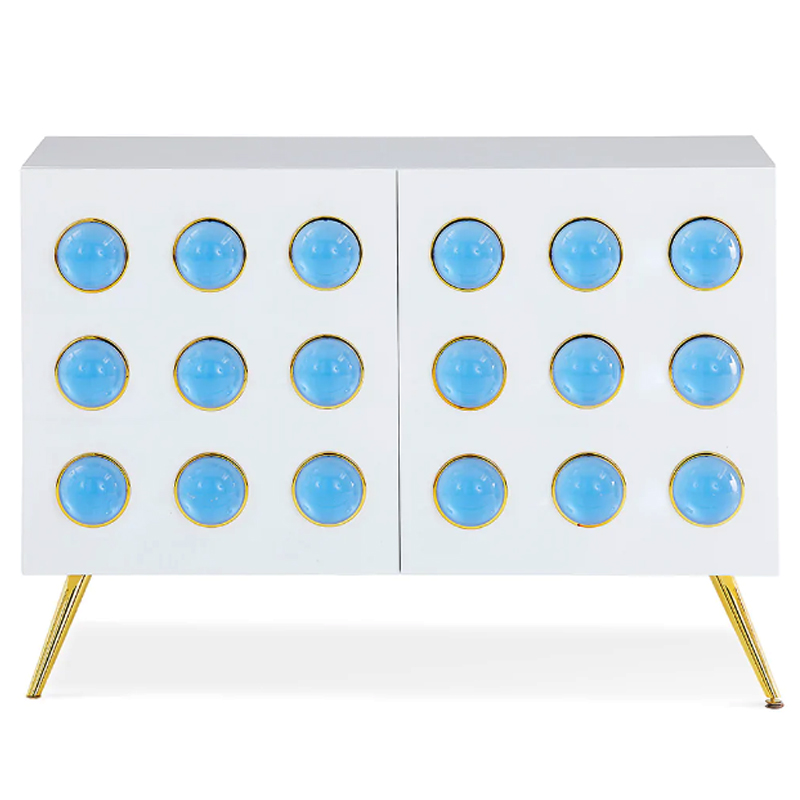 Буфет Jonathan Adler Globo Lucite Cabochon Cabinet Белый Золотой Голубой в Нижнем Новгороде | Loft Concept 