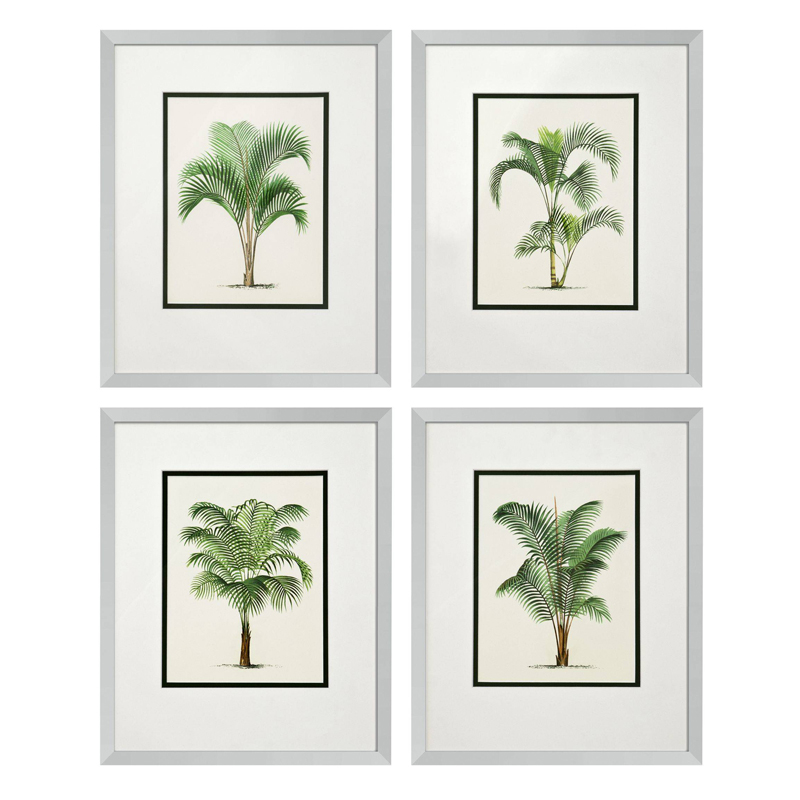 Комплект постеров Eichholtz Prints Palms set of 4 Белый Зеленый Серебряный в Нижнем Новгороде | Loft Concept 