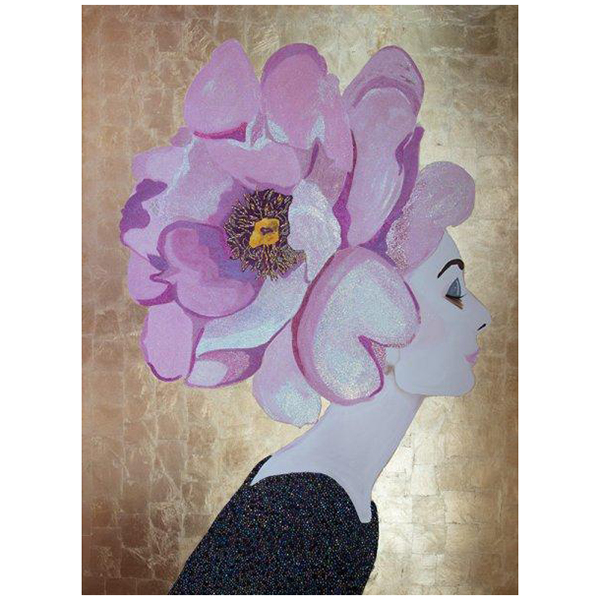 Картина Audrey with Pink Poppy Headdress and Gold Leaf Background Мульти в Нижнем Новгороде | Loft Concept 