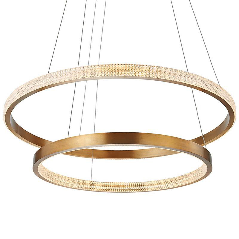 Люстра композиция из двух колец Duo Round Horizontal Rings Brass Chandelier Латунь в Нижнем Новгороде | Loft Concept 