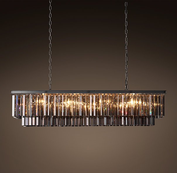 Люстра RH 1920s Odeon Smoke Glass Fringe Black iron 125 Черный в Нижнем Новгороде | Loft Concept 