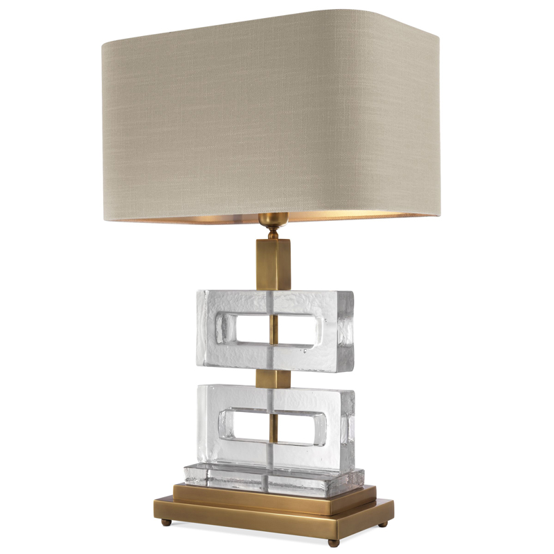 Настольная лампа Eichholtz Table Lamp Umbria Brass Прозрачный Винтажная латунь Бежево-серый в Нижнем Новгороде | Loft Concept 