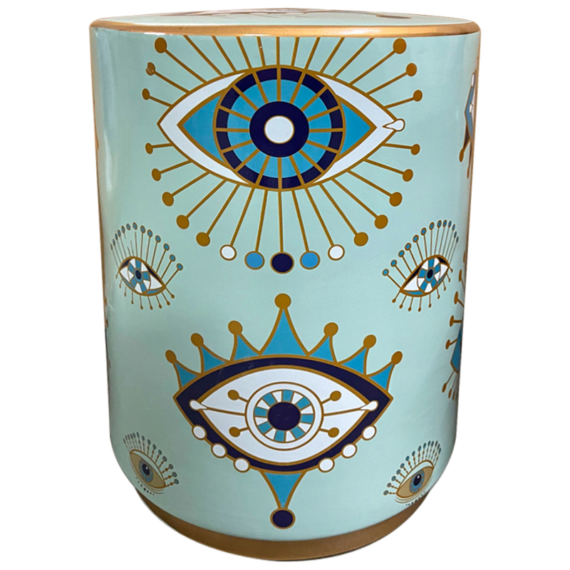 Керамический табурет Eyes Blue Ceramic Stool Голубой Бирюзовый Золотой в Нижнем Новгороде | Loft Concept 