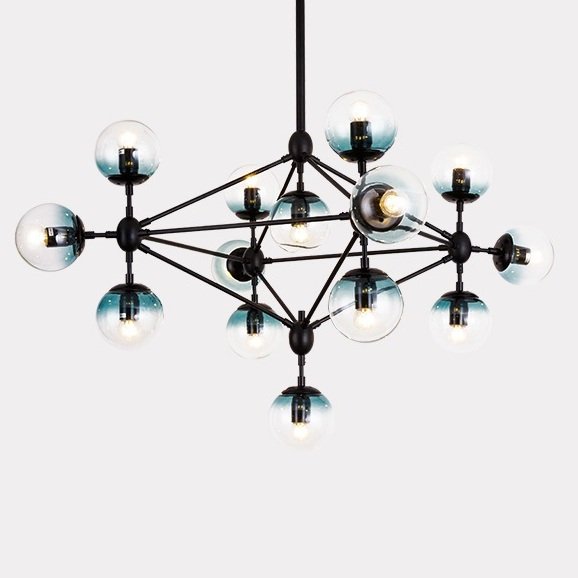 Люстра Modo Chandelier Globes Blue Ambre Black Черный в Нижнем Новгороде | Loft Concept 