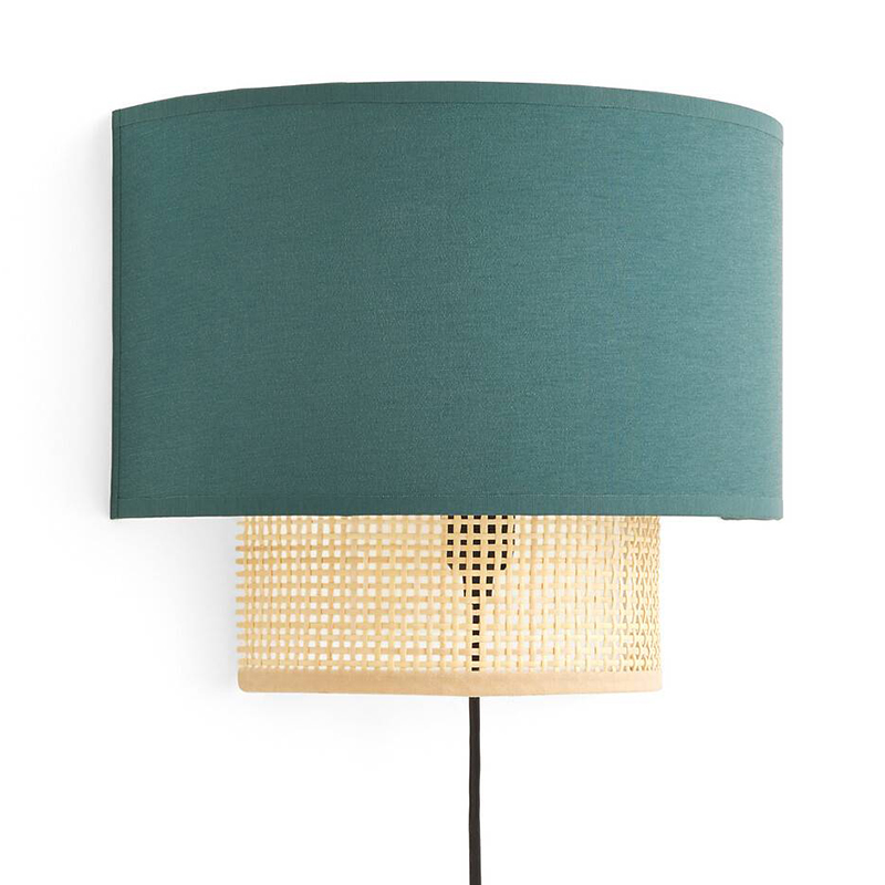 Бра Ottar Wicker Turquoise lampshade Бежевый Бирюзовый в Нижнем Новгороде | Loft Concept 