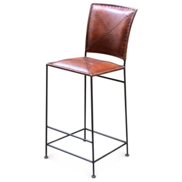 Барный стул Loft Bar stool leather brown Коричневый винтаж Черный в Нижнем Новгороде | Loft Concept 