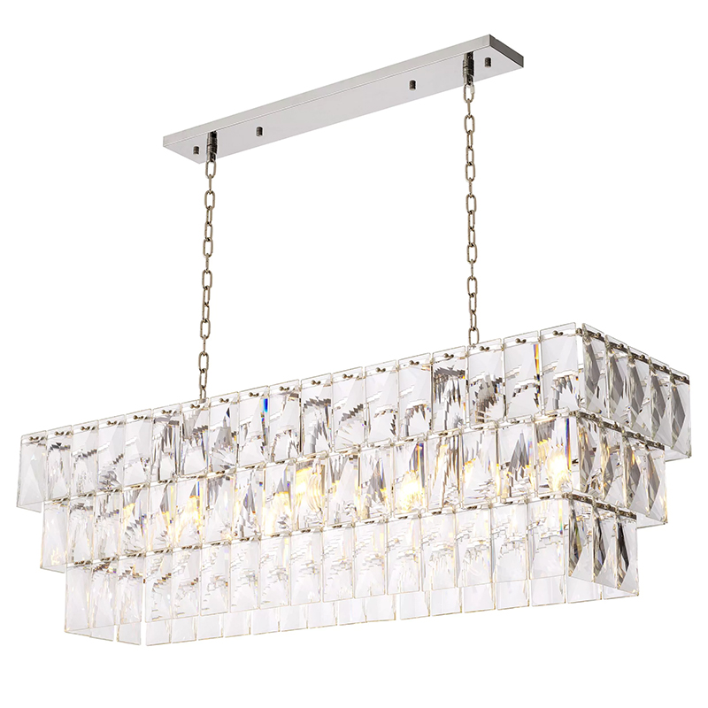 Люстра Eichholtz Chandelier Amazone Rectangular Silver Серебряный Прозрачное Стекло в Нижнем Новгороде | Loft Concept 