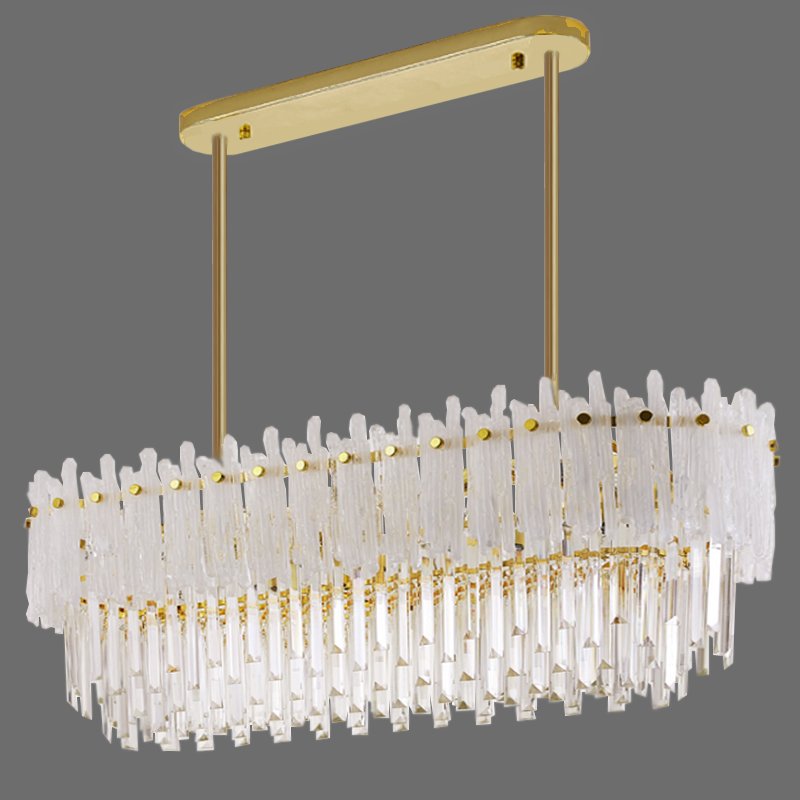 Люстра Murano Glass ICE Chandelier Rectangle Золотой Белый Прозрачное Стекло в Нижнем Новгороде | Loft Concept 